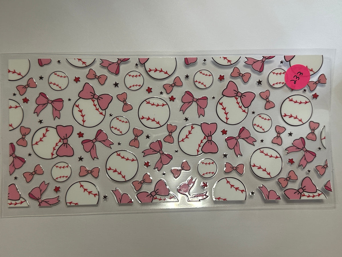 233 Baseball pink bow