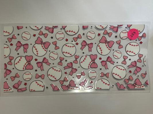 233 Baseball pink bow