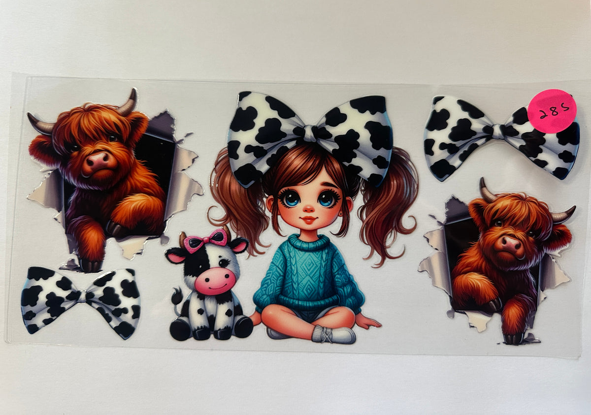 285 Girl with Cow Bow (double sided)