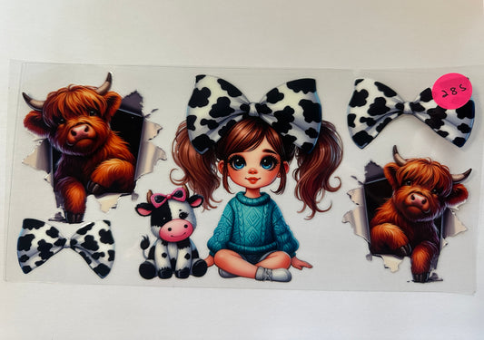285 Girl with Cow Bow (double sided)