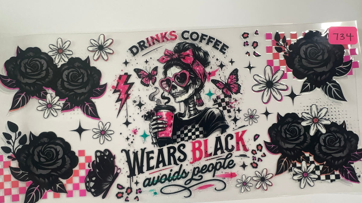 734- Drinks Coffee Wears Black